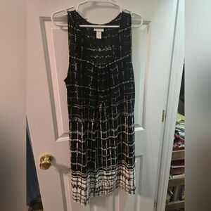 Chico's Traveler's Black & White Grid-Print Sleeveless Dresd